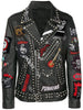 Outlaw Leather Jacket Biker's Rebel Spirit with Fierce Metal Accents and Bold Patches